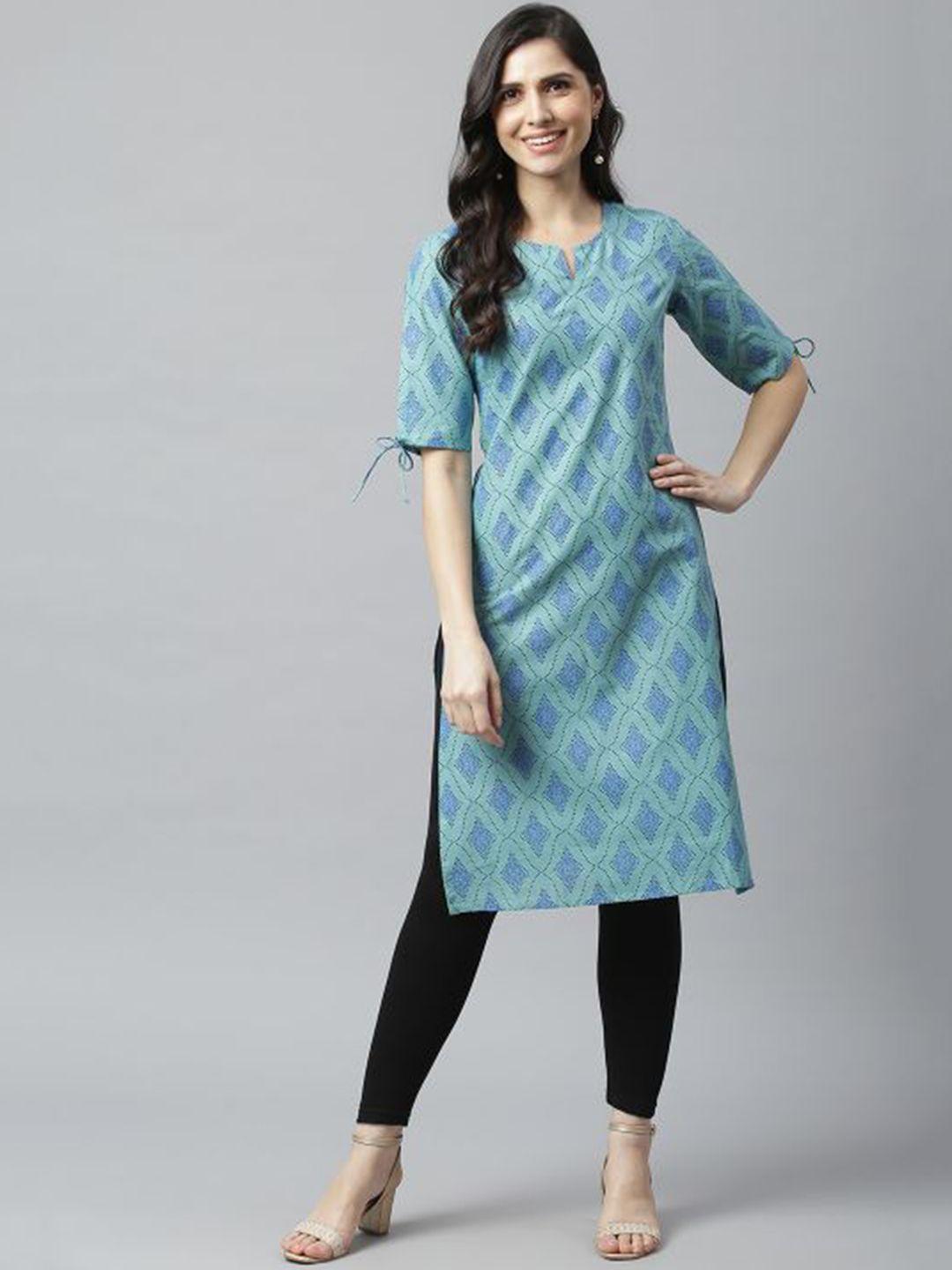metro-fashion women ethnic motifs printed flared sleeves indie prints kurta