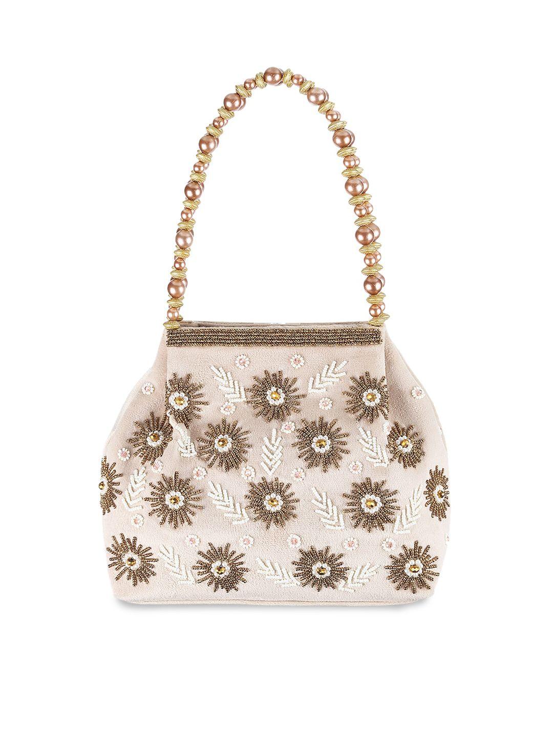 metro floral embroidered structured handheld bag