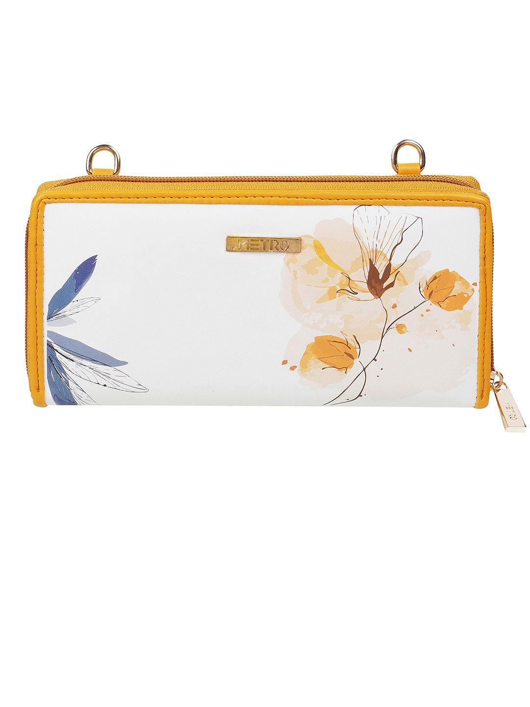 metro floral printed pu zip around wallet