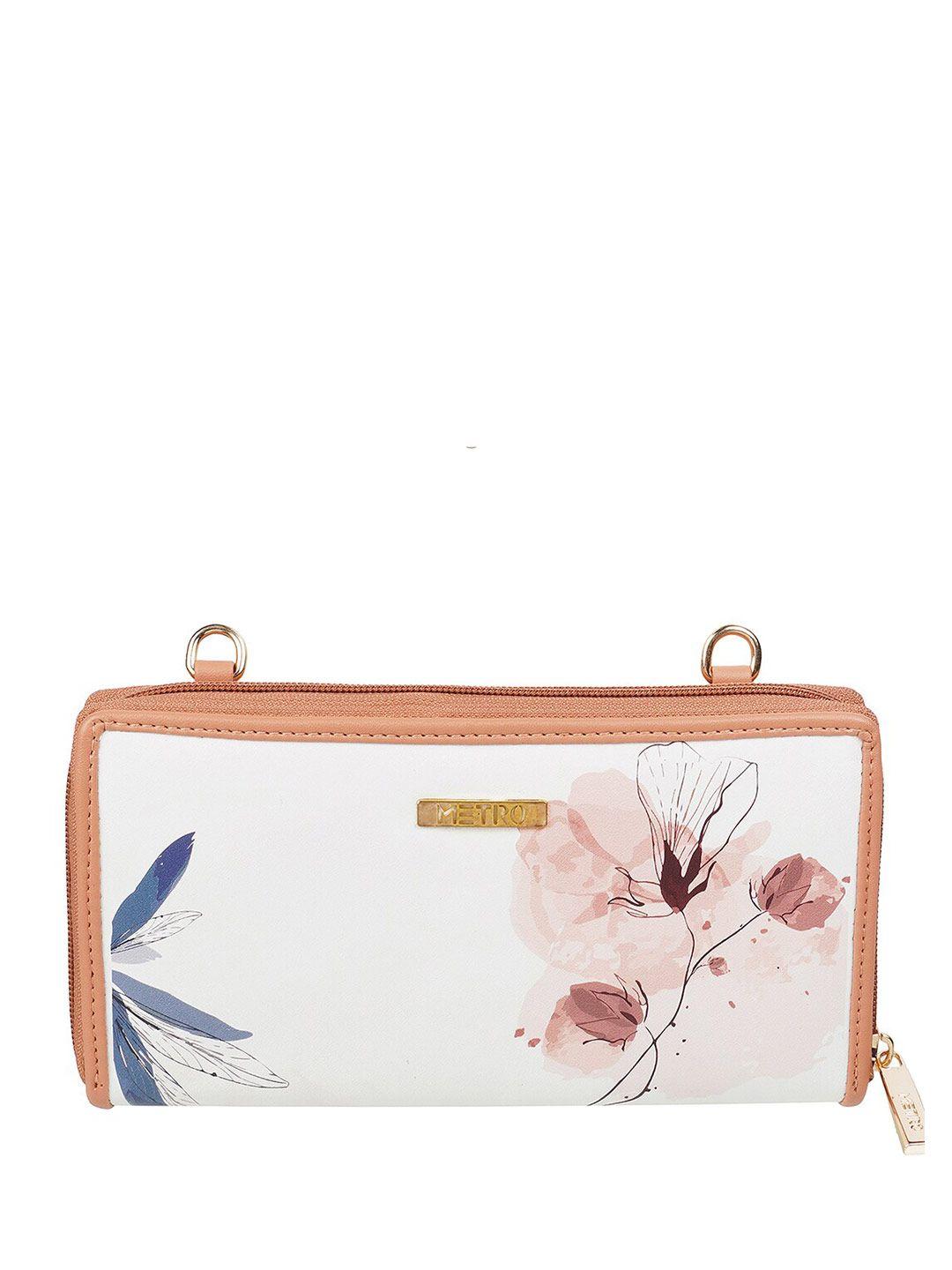 metro floral printed zip around wallet