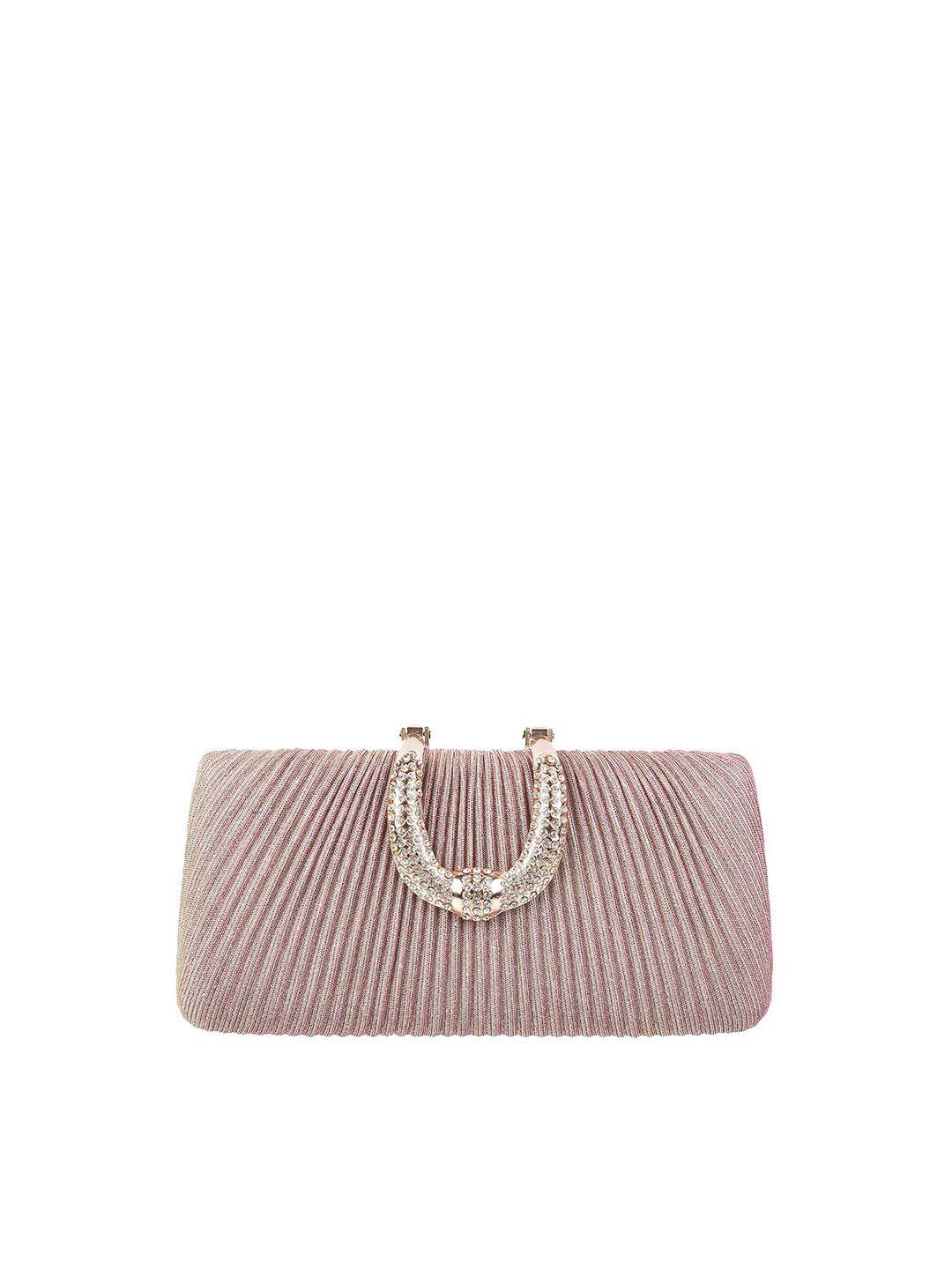 metro gold-toned & peach-coloured embellished box clutch