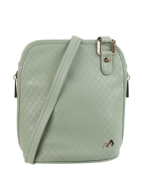 metro green synthetic textured sling handbag