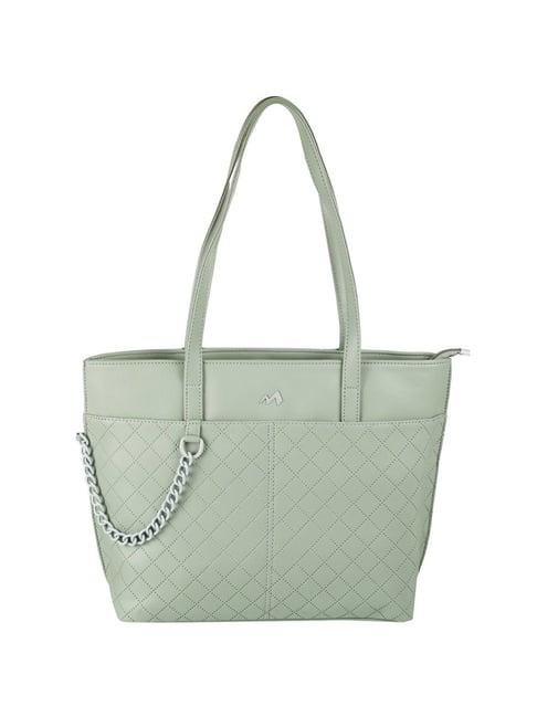 metro green textured medium tote handbag