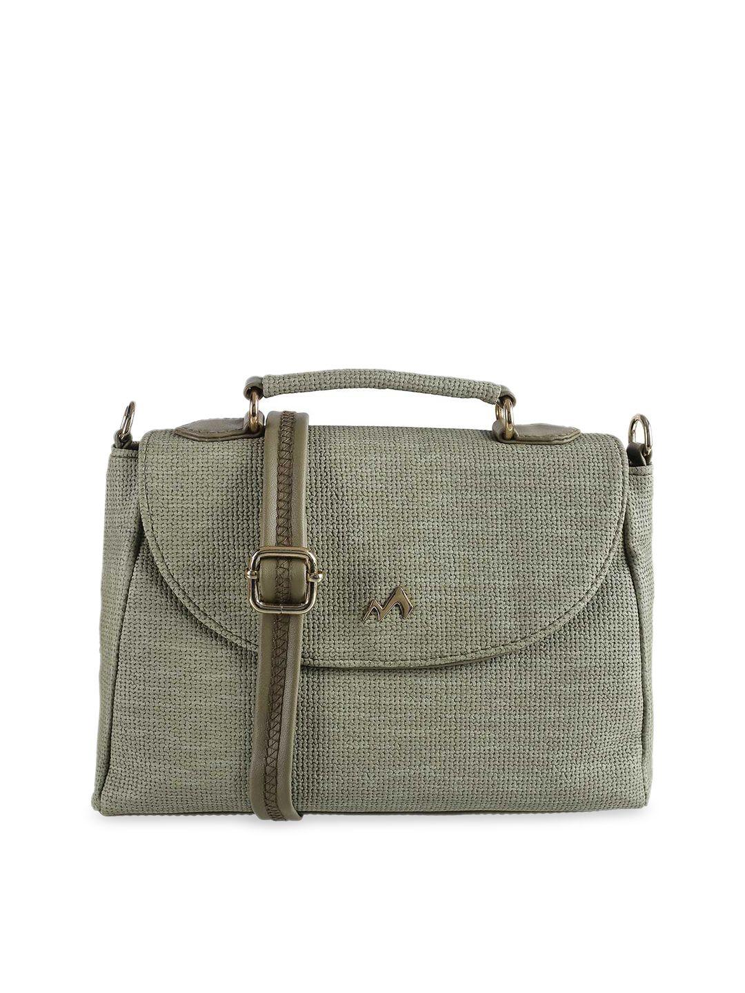 metro green textured pu swagger satchel bag