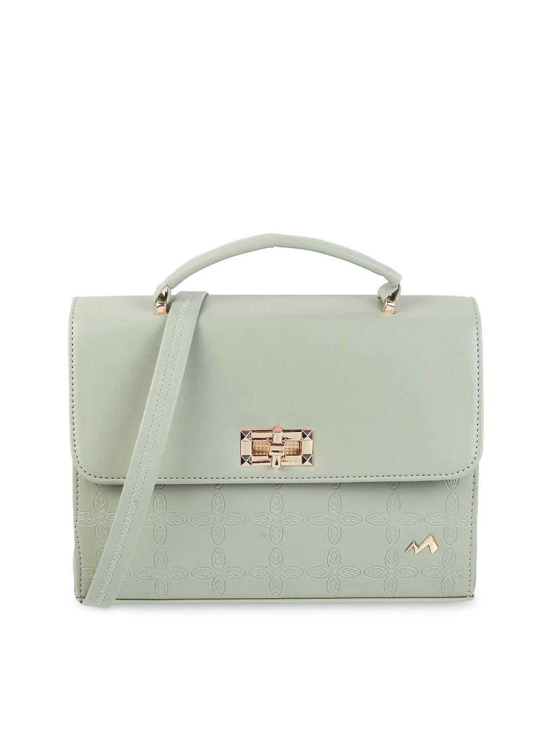 metro green textured structured satchel