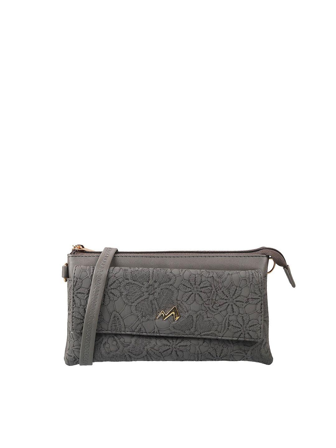 metro grey embroidered purse clutch