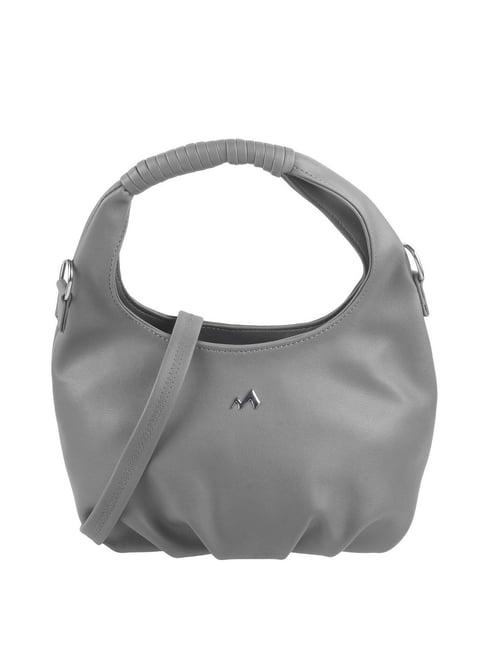 metro grey synthetic solid hobo handbag