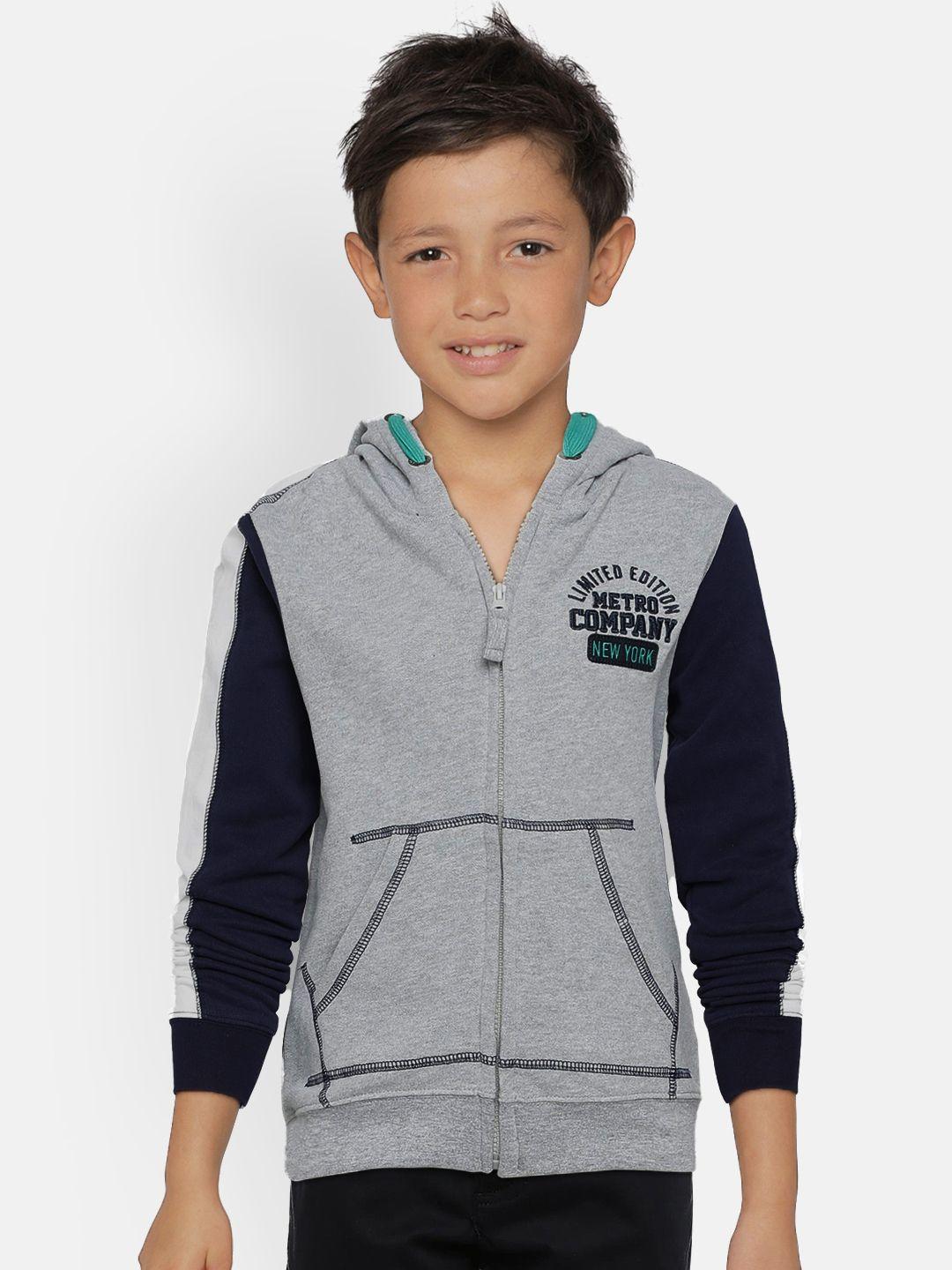 metro kids company boys grey solid organic cotton hooded sweatshirt