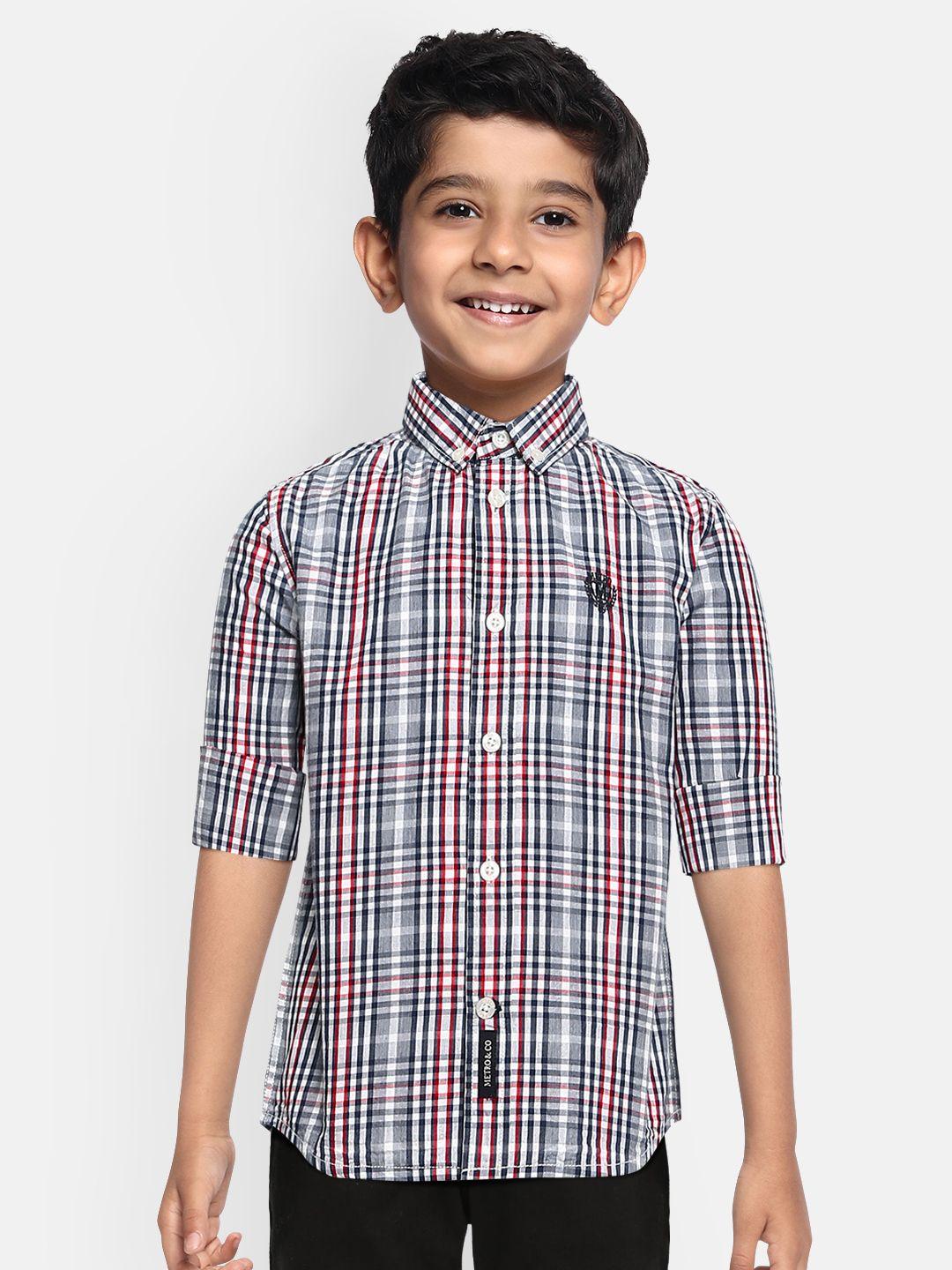 metro kids company boys multicoloured checked organic cotton casual shirt