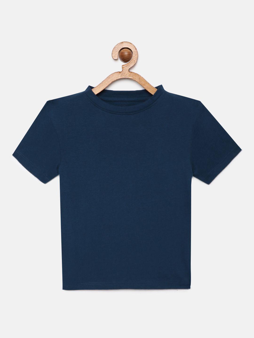 metro kids company boys navy blue solid pure cotton t-shirt