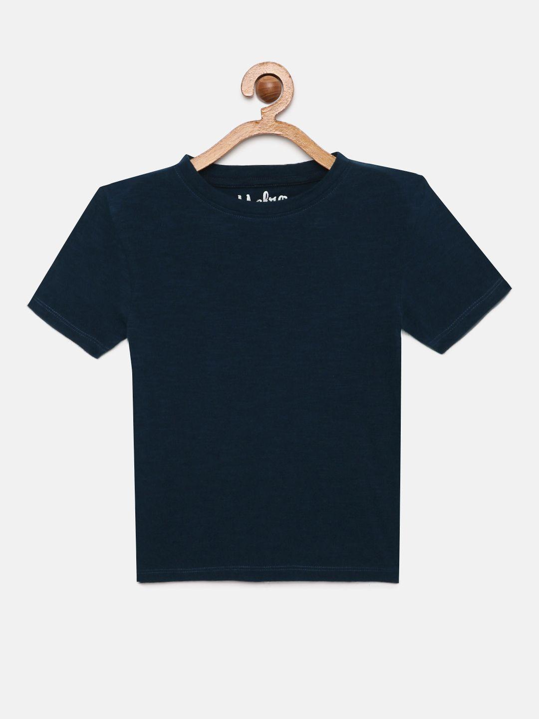 metro kids company boys navy blue solid pure cotton t-shirt