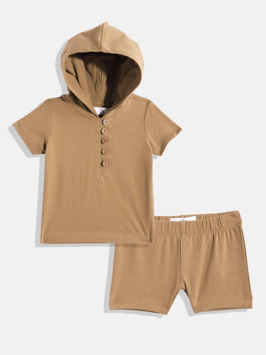 metro kids company boys pure cotton hooded t-shirt with shorts