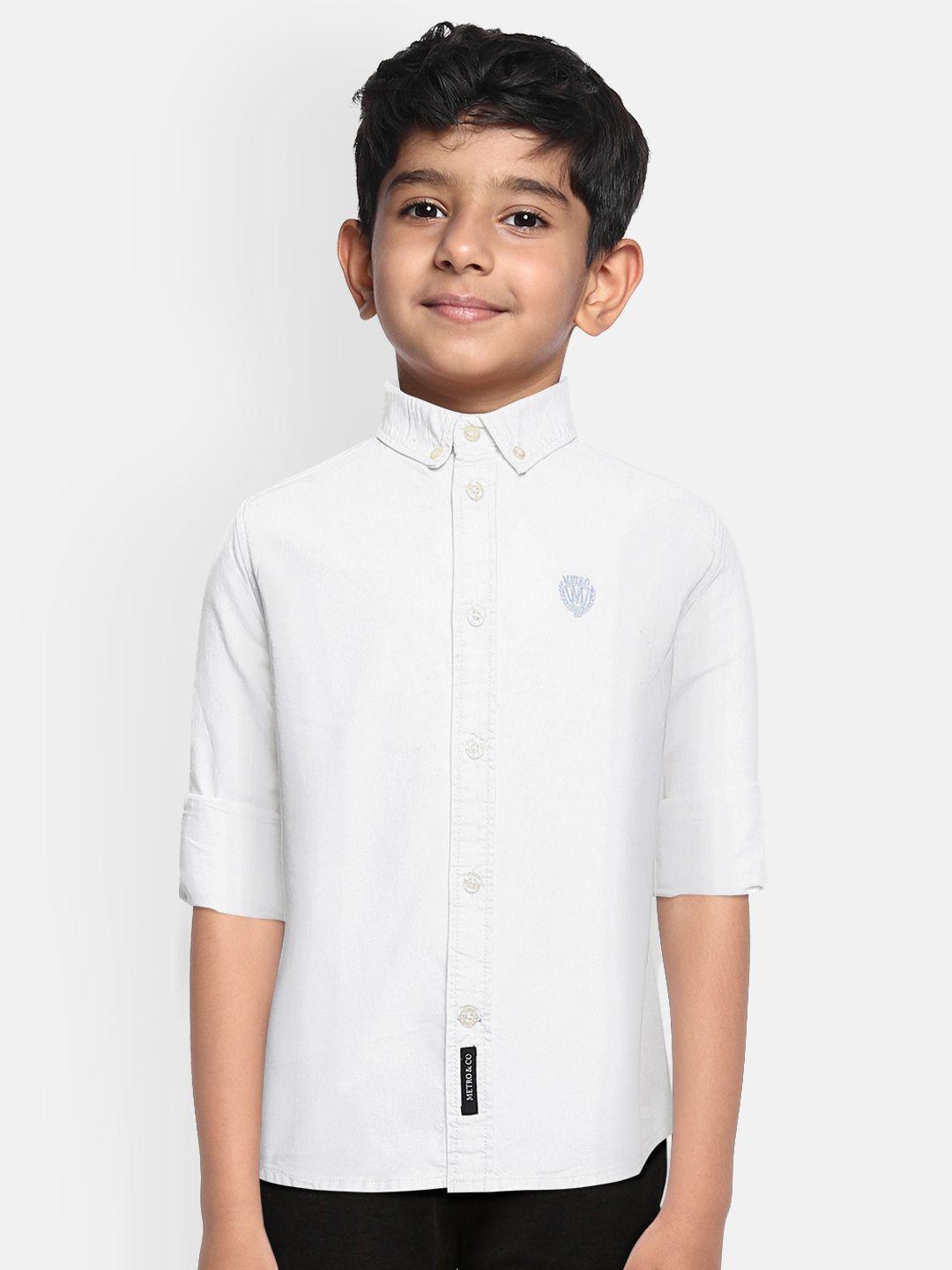 metro kids company boys white organic cotton casual shirt
