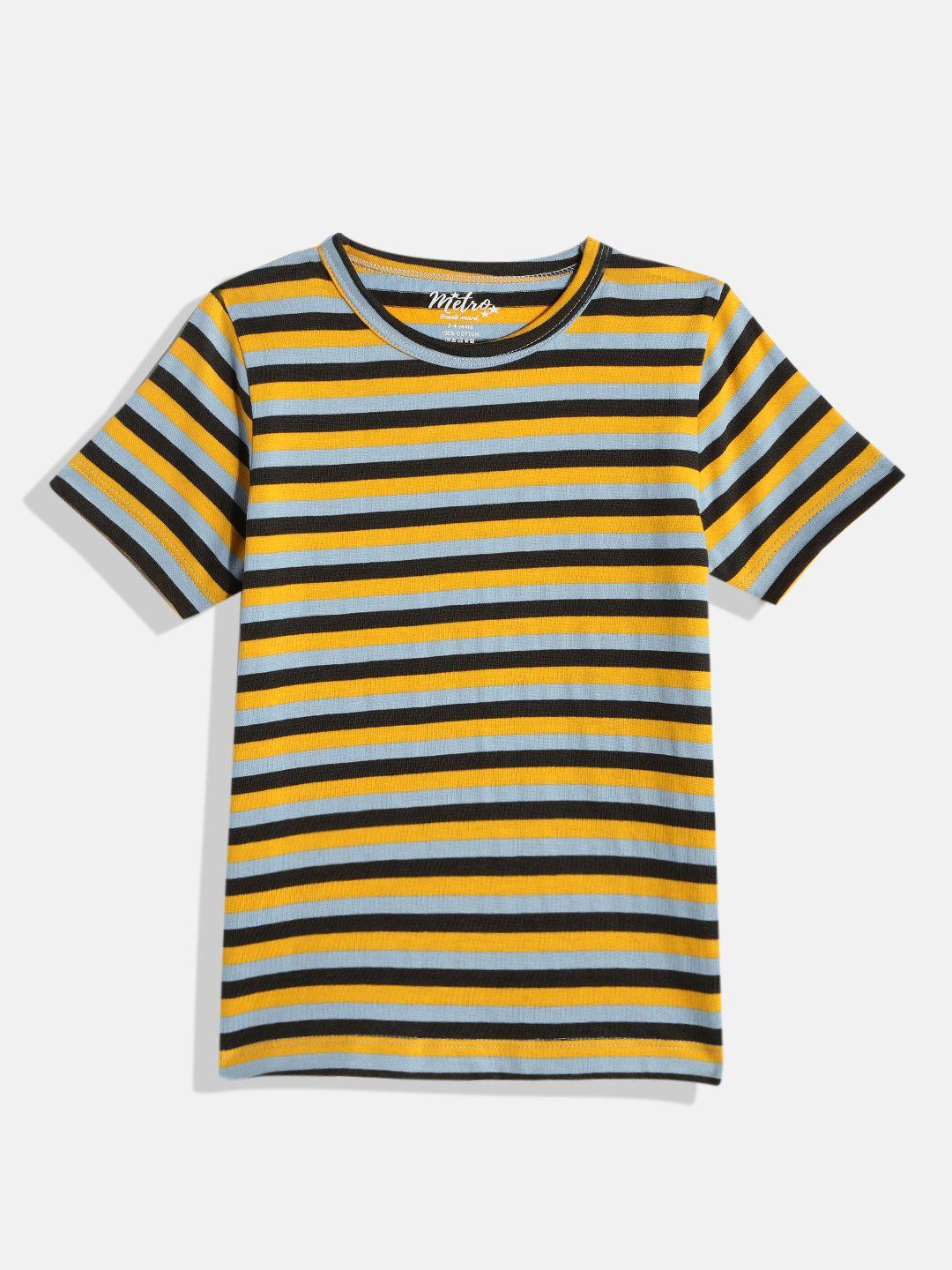 metro kids company boys yellow & black striped t-shirt