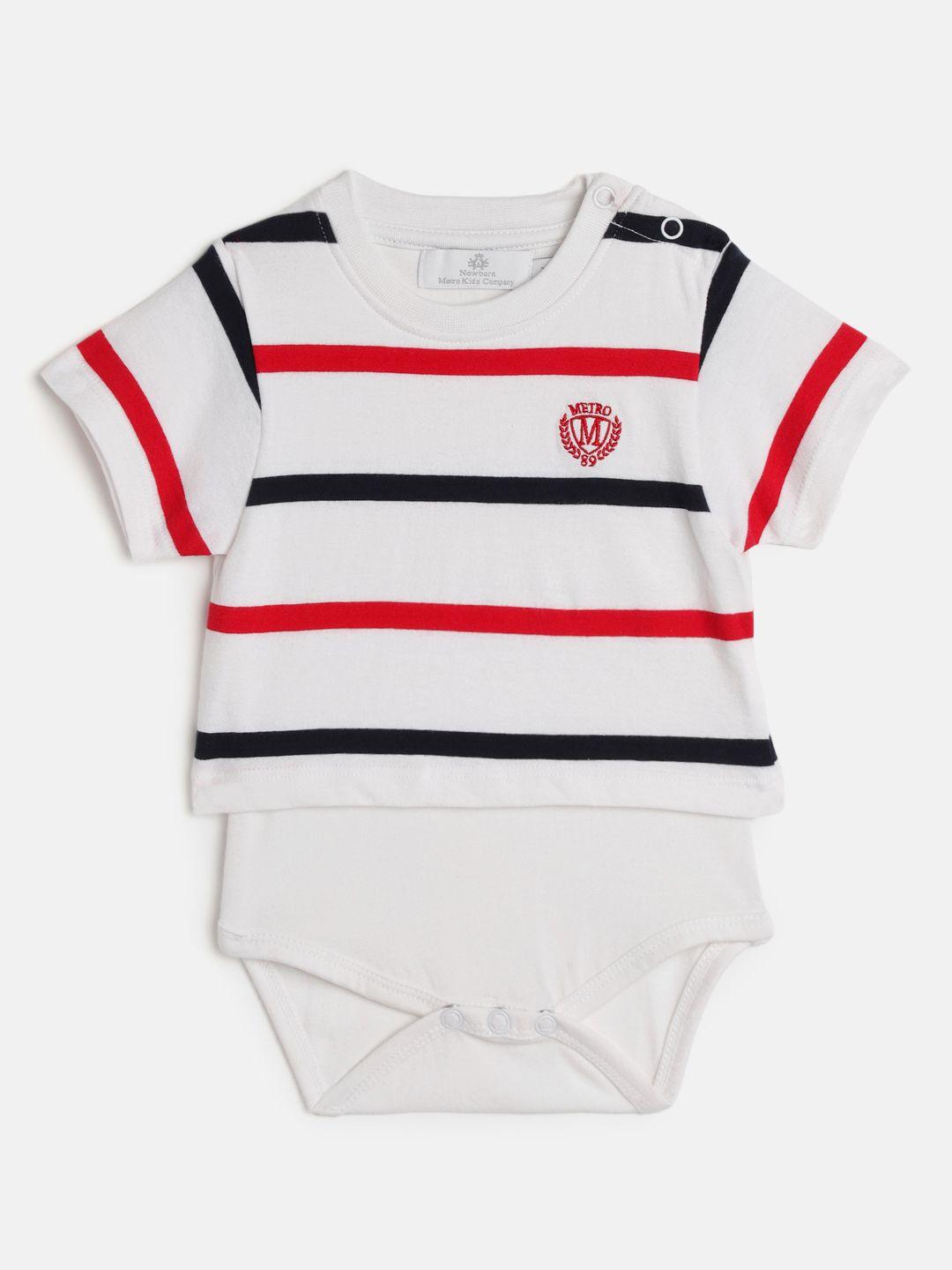 metro kids company kids white & red striped organic cotton rompers