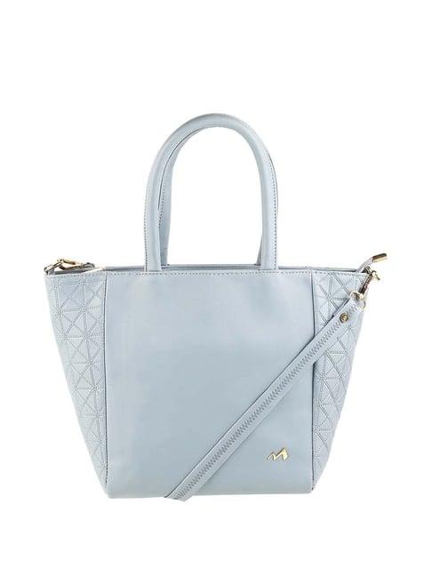 metro light blue textured medium handbag