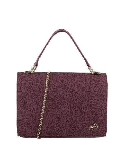 metro maroon floral medium satchel handbag