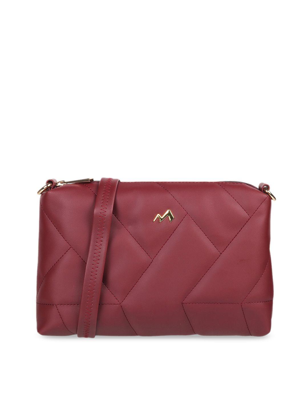 metro maroon structured sling bag with quilted