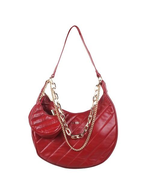 metro maroon synthetic quilted hobo shoulder handbag