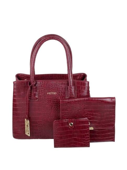 metro maroon synthetic textured handbag