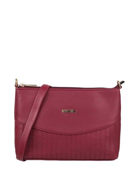 metro maroon textured medium sling handbag