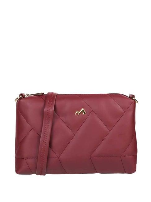 metro maroon textured medium sling handbag