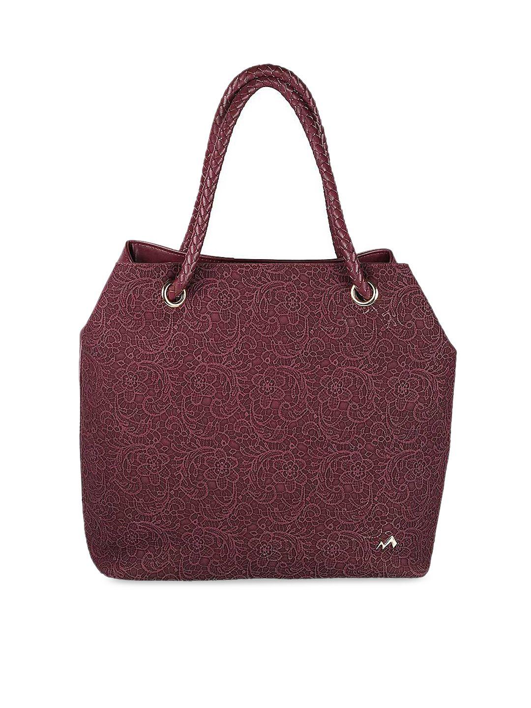 metro maroon textured structured shoulder bag