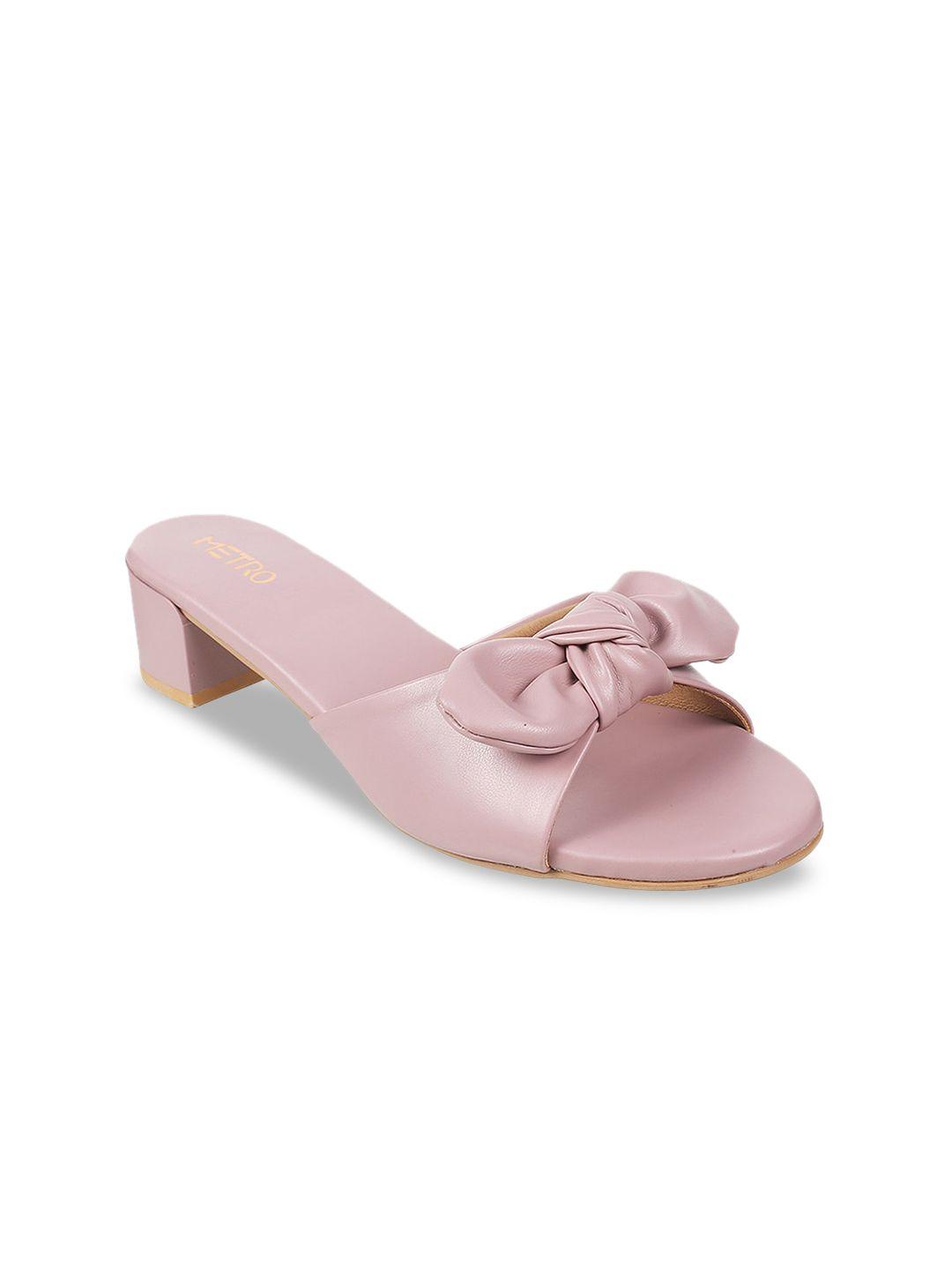 metro mauve block heels with bows