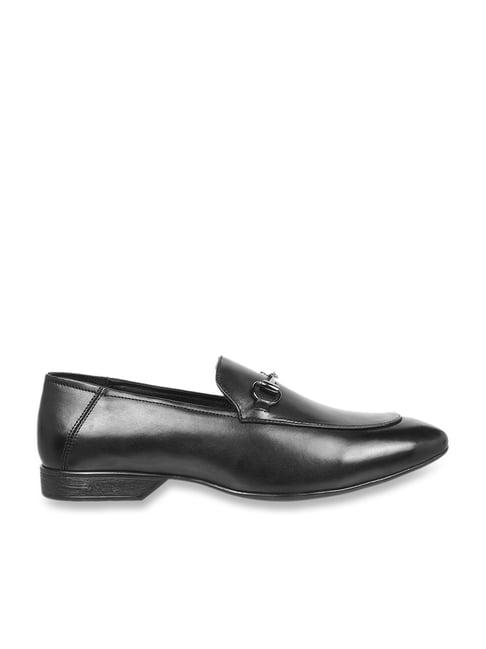 metro men's black formal loafers