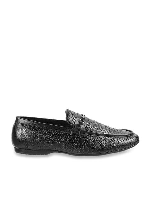 metro men's black formal loafers