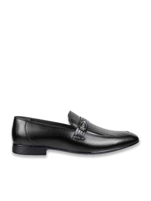 metro men's black formal loafers