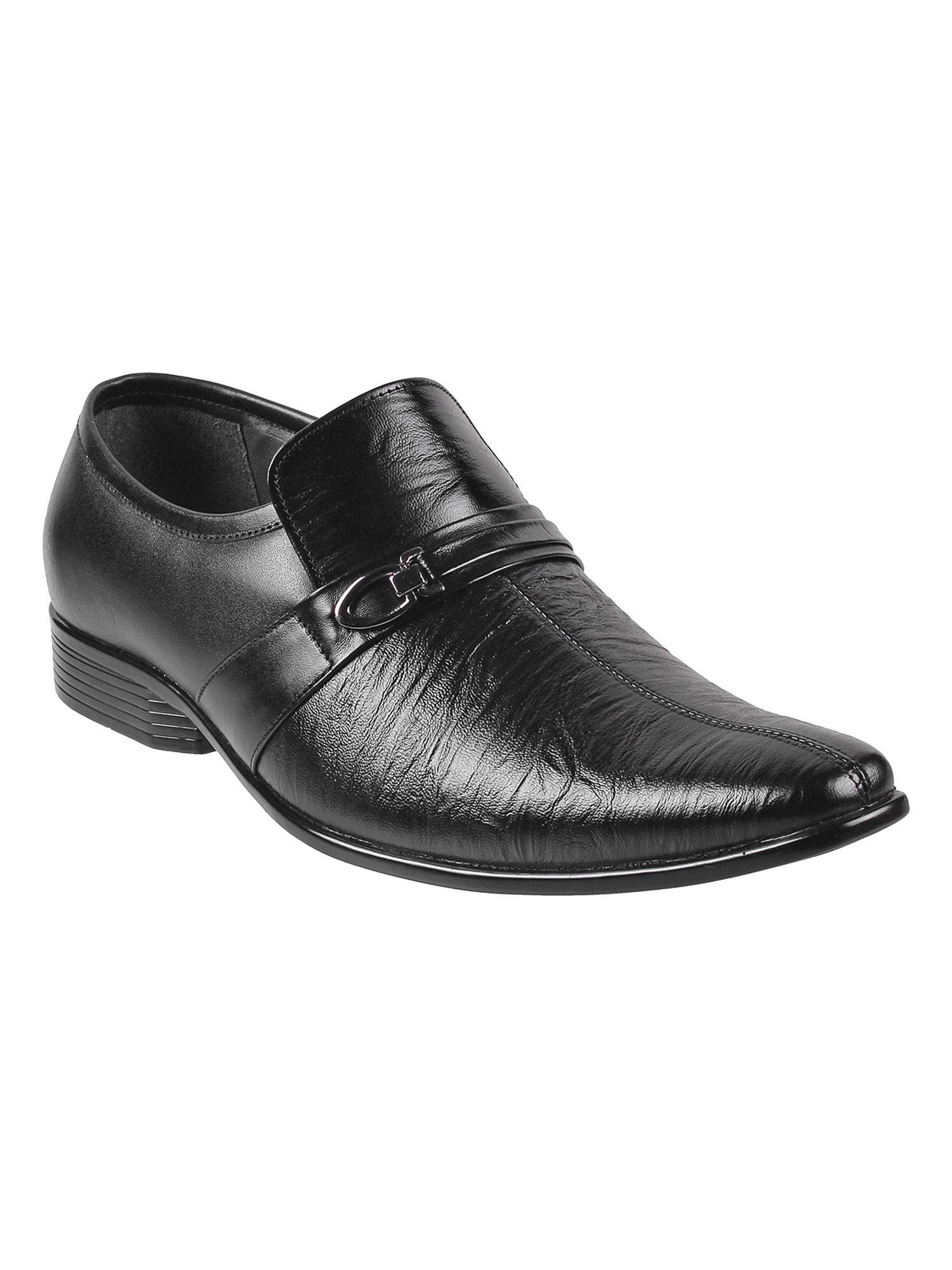 metro men's black formal shoes