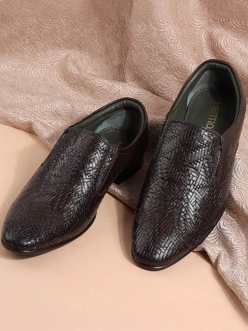 metro men's brown formal loafers