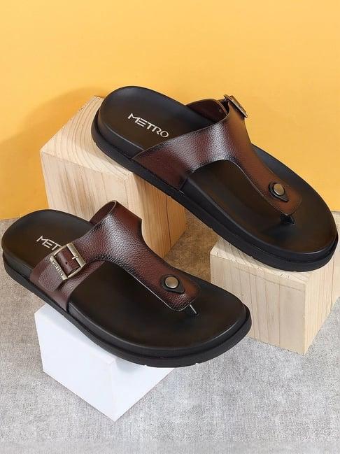 metro men's brown thong sandals