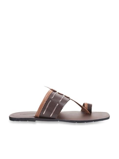 metro men's brown toe ring sandals