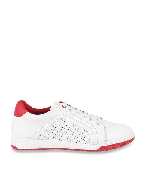 metro men's white & red casual sneakers