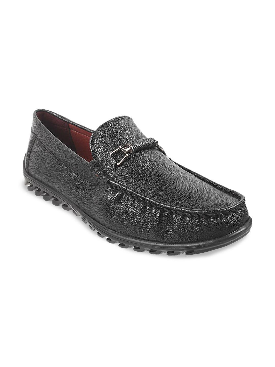 metro men black textured loafers