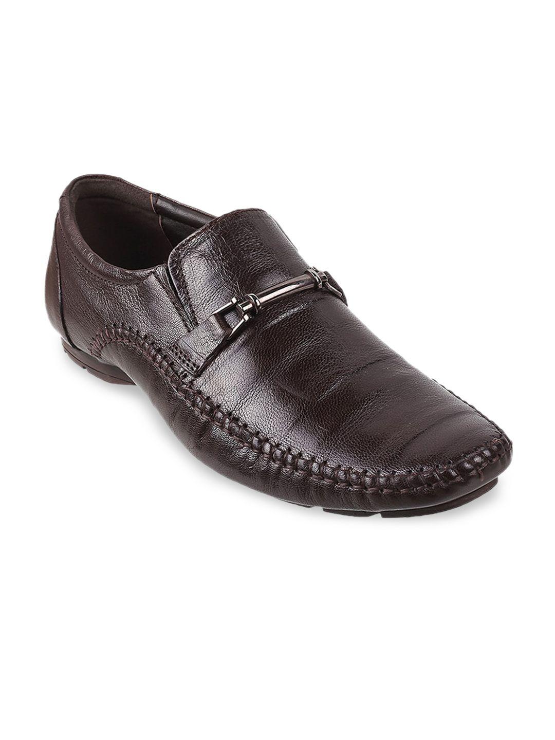 metro men brown leather driving shoes