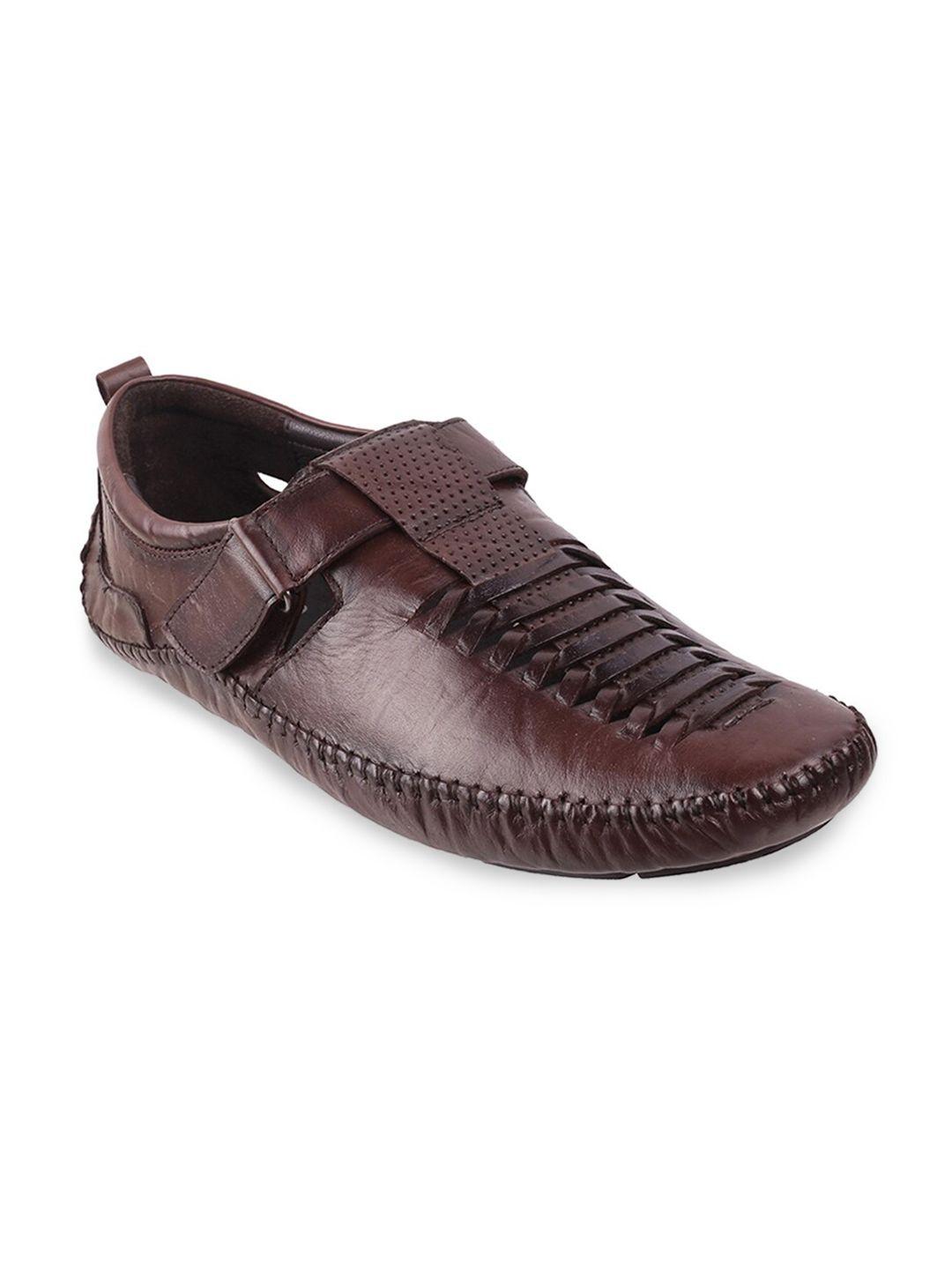 metro men brown suede shoe-style sandals