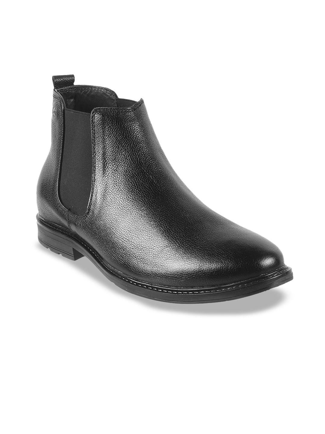 metro men mid top block heel leather chelsea boots