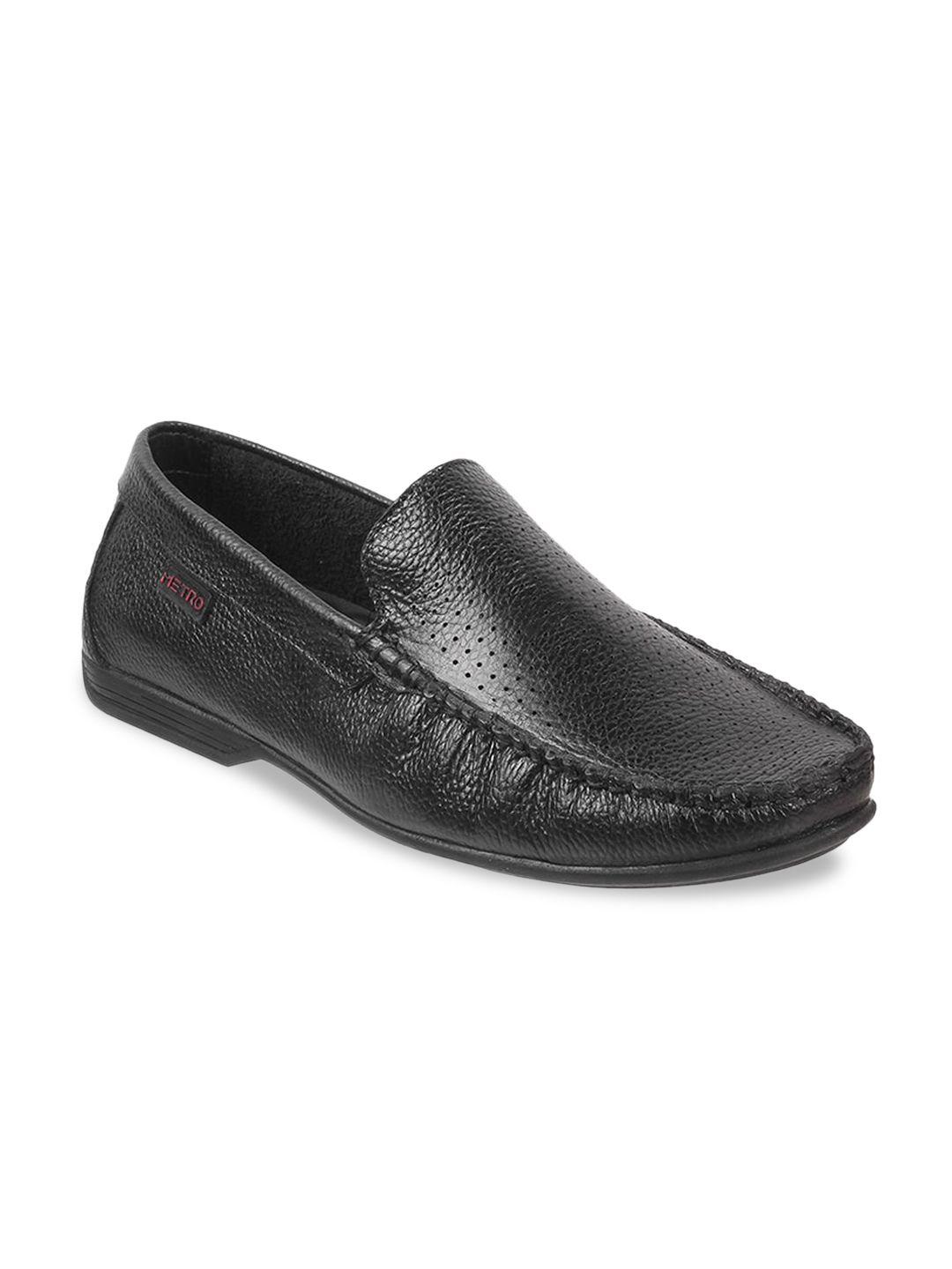 metro men textured perforated leather loafers