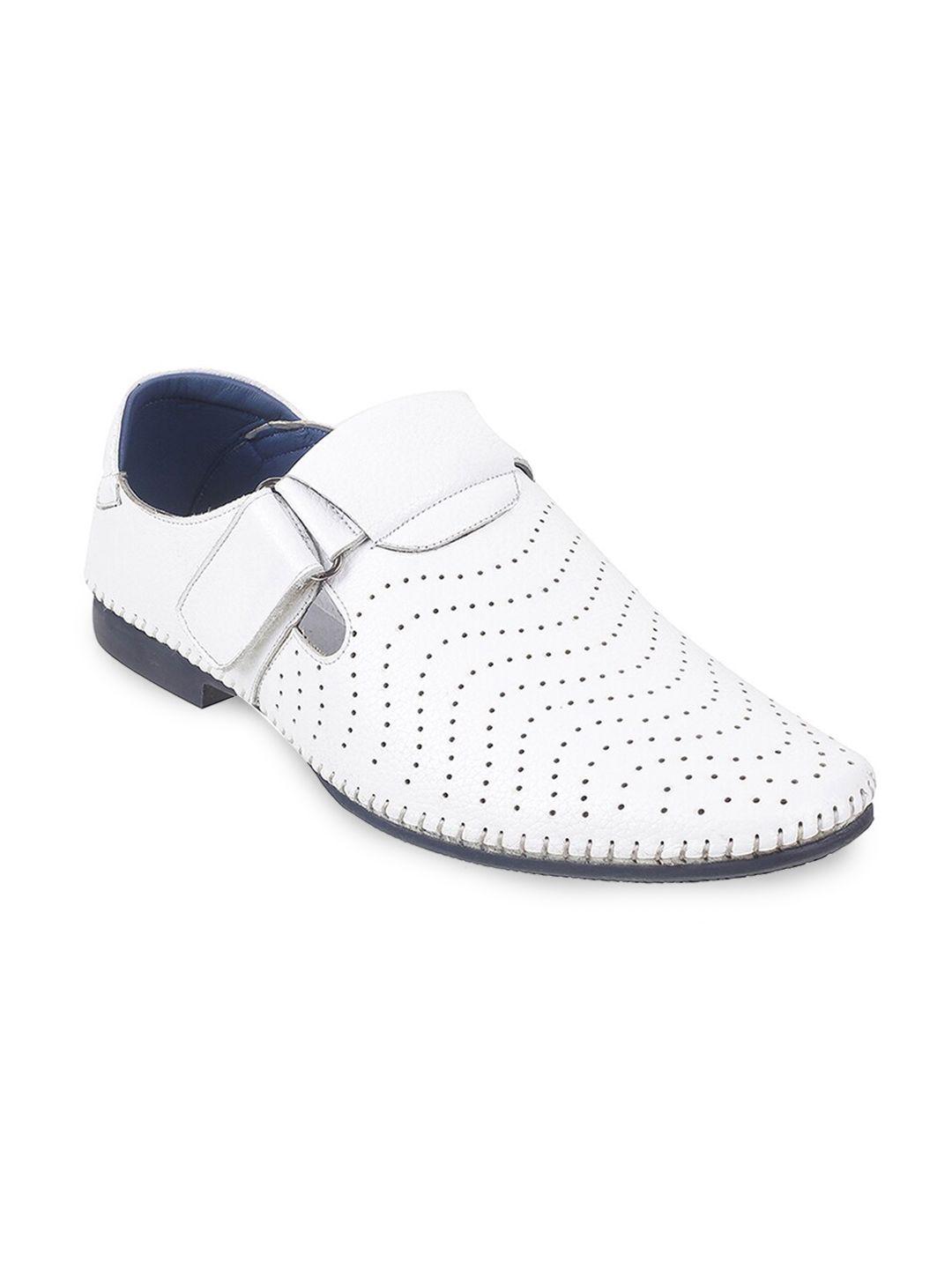 metro men white leather shoe-style sandals