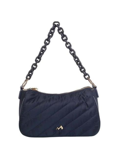 metro navy synthetic quilted shoulder handbag