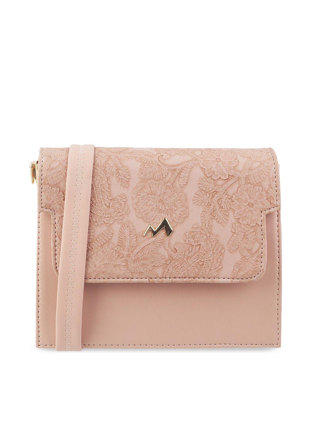 metro peach-coloured pu structured sling bag