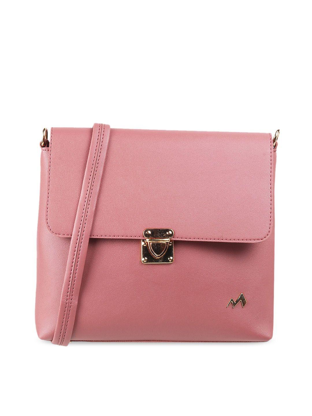 metro peach-coloured solid sling bag