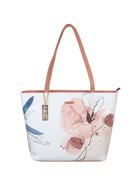 metro peach synthetic printed tote handbag