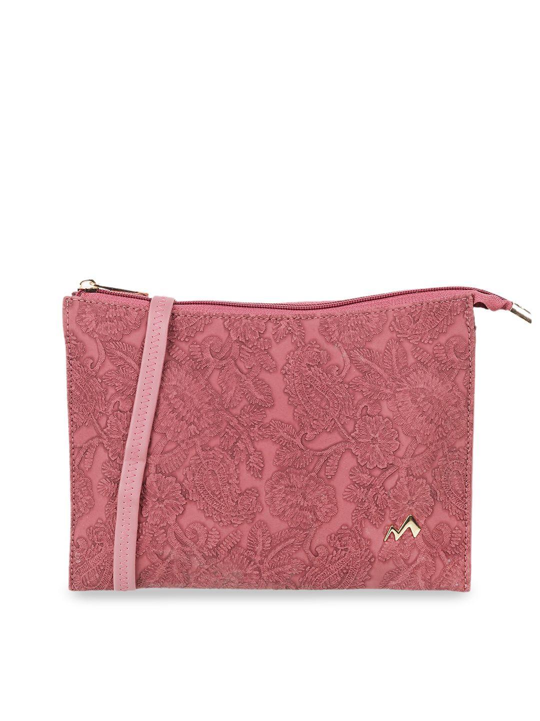 metro pink floral structured sling bag