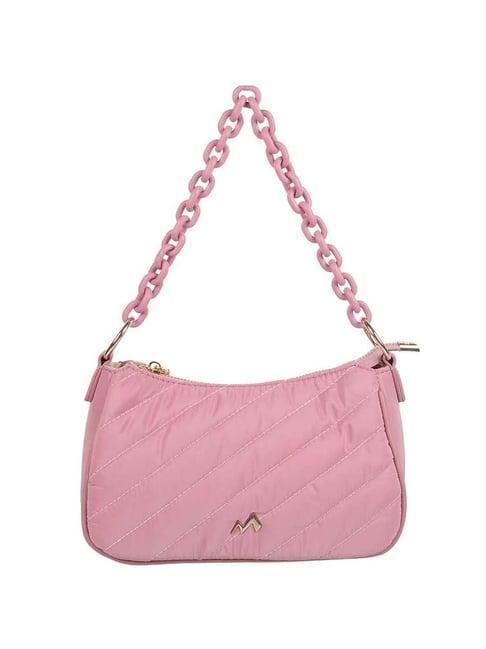 metro pink synthetic solid shoulder handbag