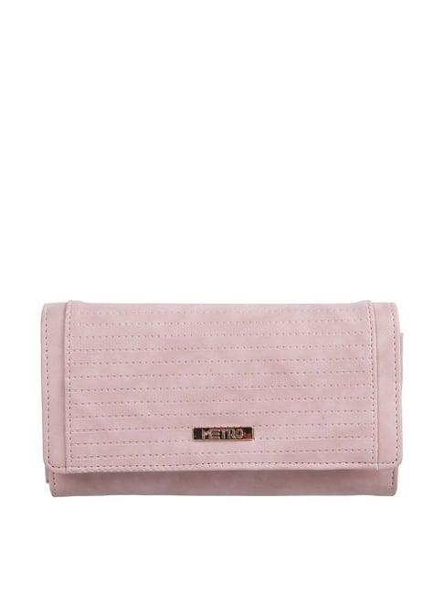 metro pink textured wallet for women