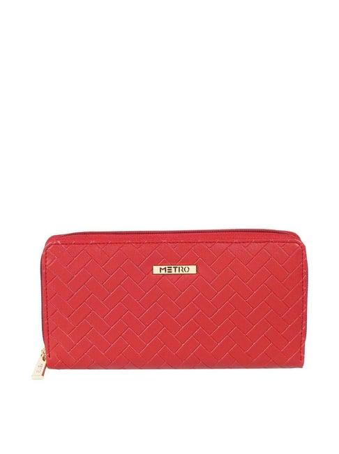 metro red zip around wallet for women